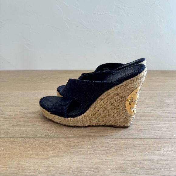Tory Burch Navy Espadrille Wedges 6.5 - Picture 3 of 6